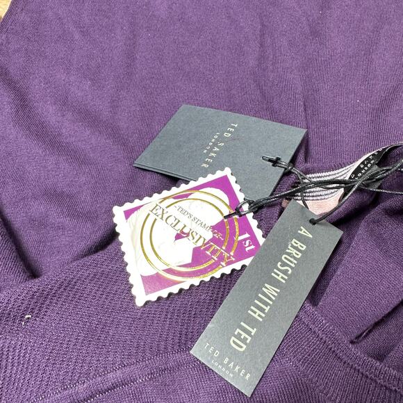 Ted Baker London NWT Men's Sandkas Slim Fit Crewneck Purple Sweater Sz 6 (XXL) - Picture 8 of 11